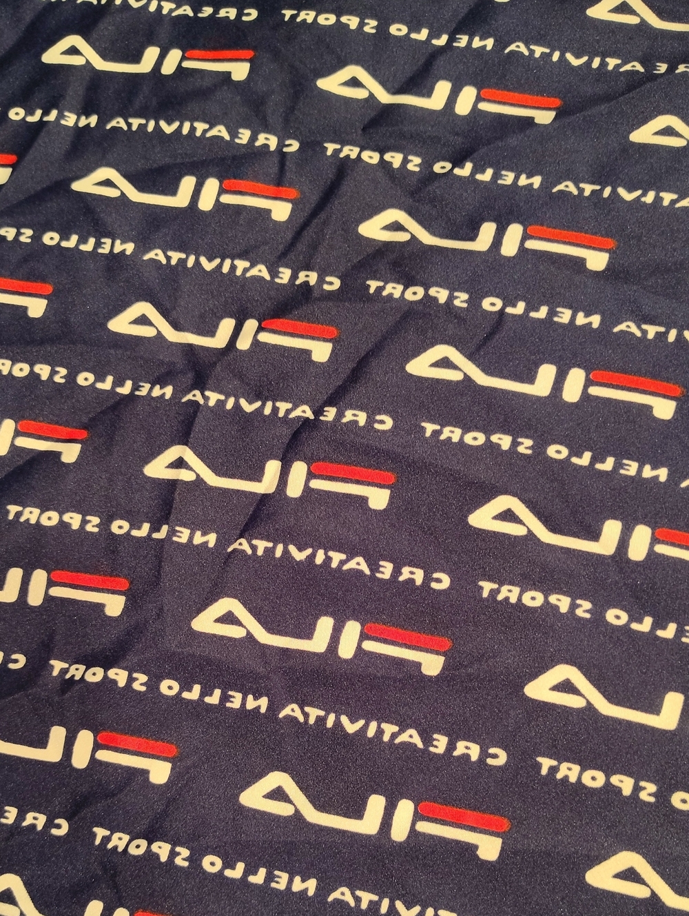 Fila Navy, White and Red Logo Square Silk Scarf - Picture 4 of 5
